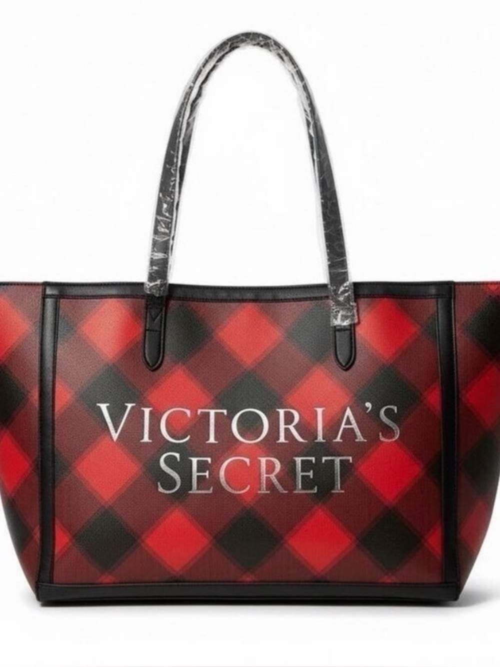 Victoria's Secret Red and Black Plaid Tote